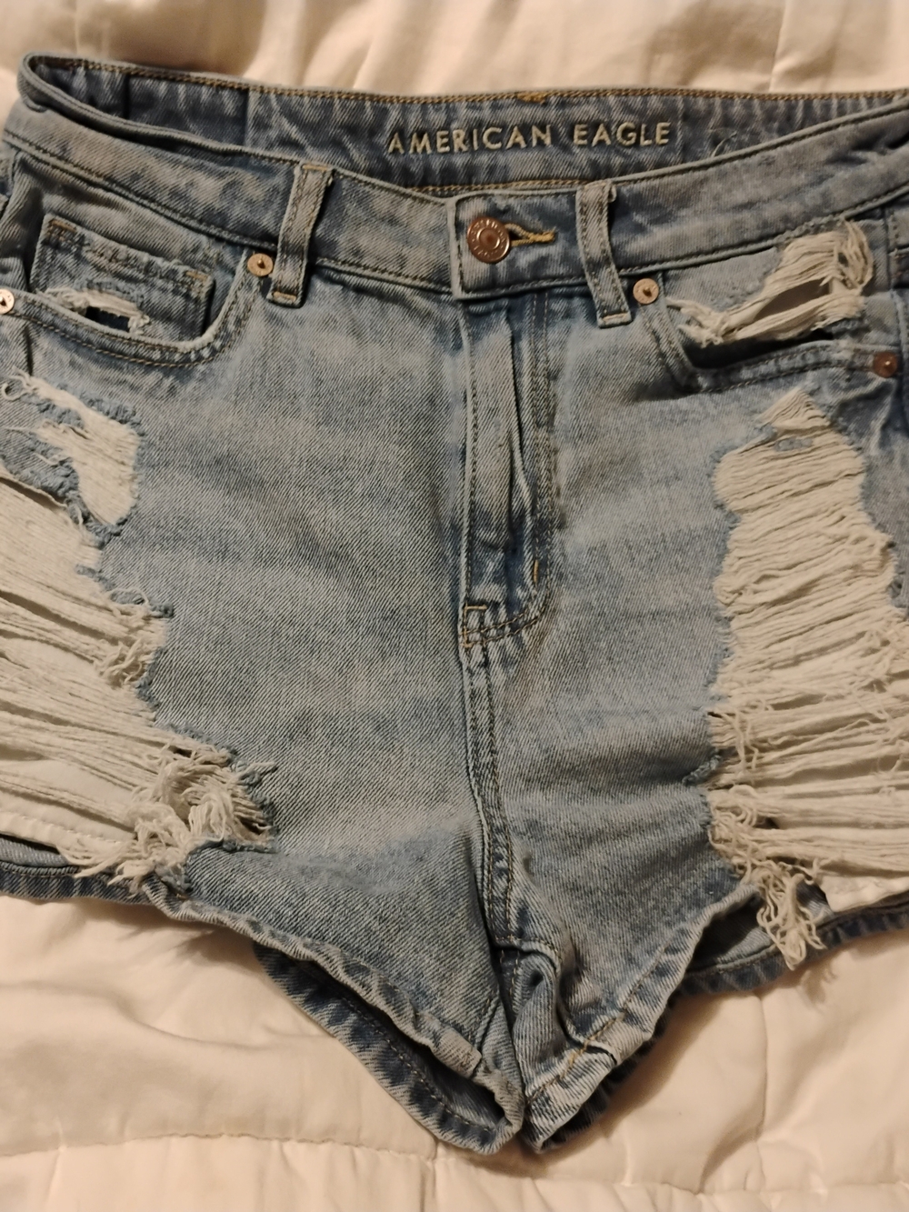 American Eagle Outfitters Distressed Light Blue Denim Shorts